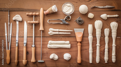 Fondant Tools: Various tools for shaping, sculpting, and detailing fondant decorations photo