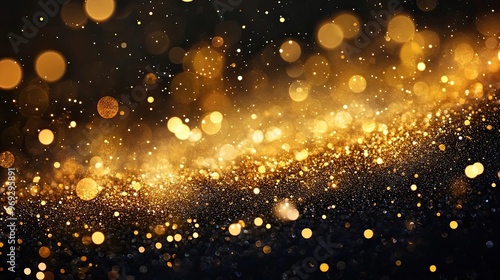 Glittering gold bokeh lights with shimmering effect