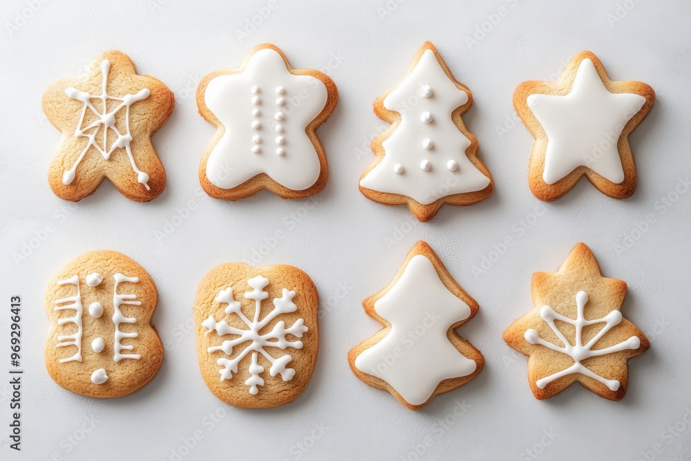 Minimalist cookie decorating, Christmas shapes on a clean surface, flat design illustration, copy space for stock photo with minimal concept, No logo, No Trademark, No text Minimalist cookie decorating, Christmas shapes on a clean surface, flat design illustration, copy space for stock photo with minimal concept, No logo, No Trademark, No text