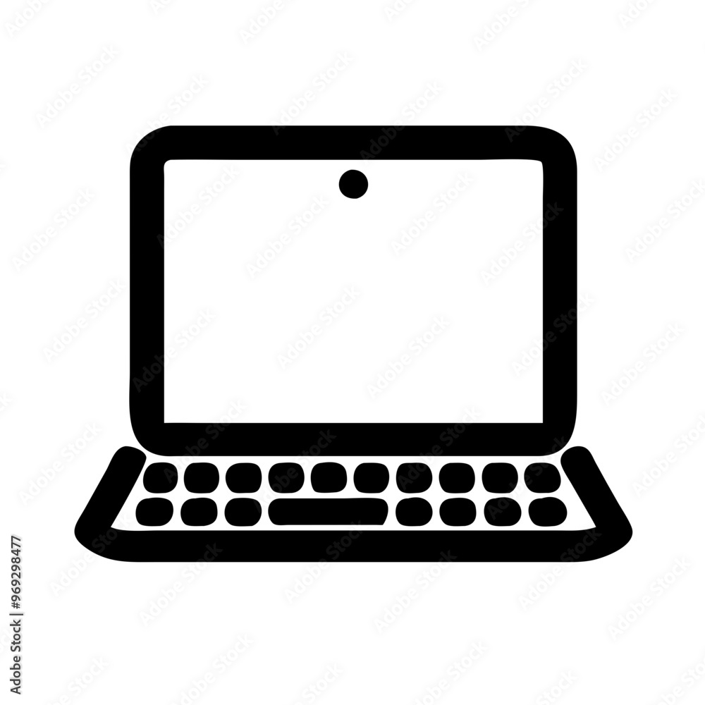 A clean and modern vector icon of a laptop, designed with simplicity and clarity in mind. This icon features a stylized representation of an open laptop with a minimalist design, making it ideal for a A clean and modern vector icon of a laptop, designed with simplicity and clarity in mind. This icon features a stylized representation of an open laptop with a minimalist design, making it ideal for a