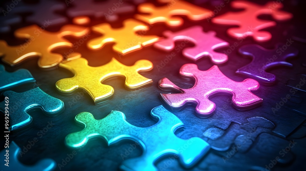 Colorful Puzzle Pieces Close Up Abstract Background Colorful Puzzle Pieces Close Up Abstract Background