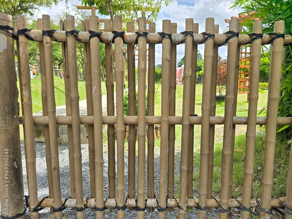 House gate made of bamboo, bamboo tree House gate made of bamboo, bamboo tree