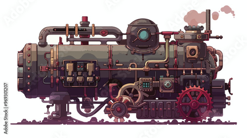 Steampunk Machine Clipartisolated on white background Vector Illustration