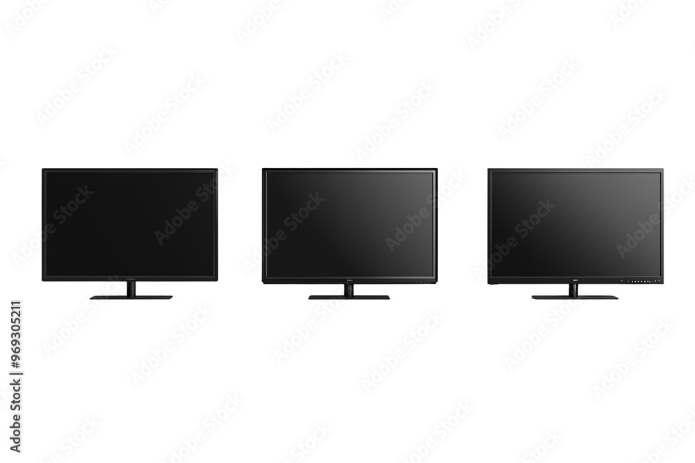 Trois télévisions noires sur fond transparent PNG Trois télévisions noires sur fond transparent PNG