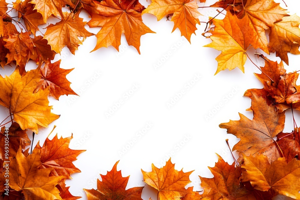 Fototapeta premium Autumn Leaves Frame on White Background