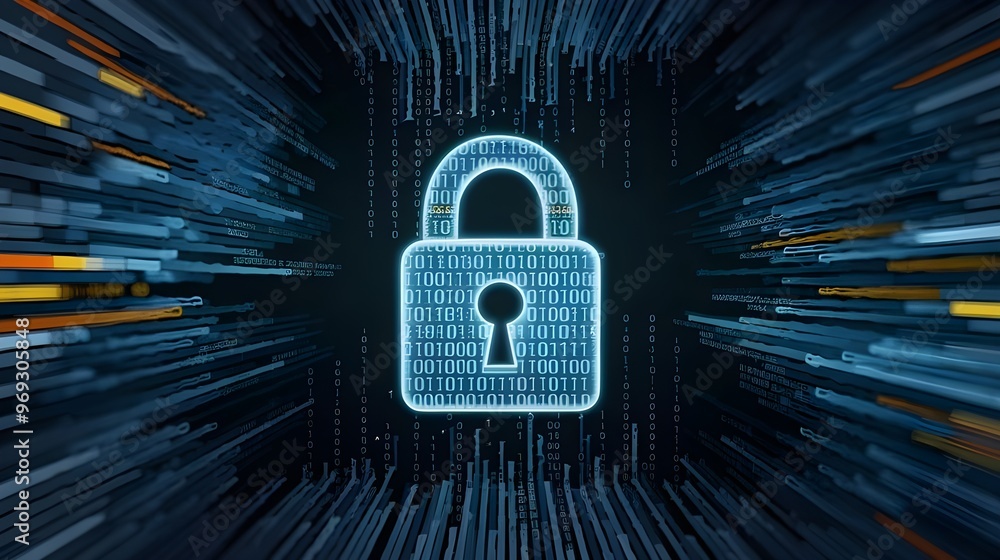 Digital Lock with Binary Code Background Digital Lock with Binary Code Background