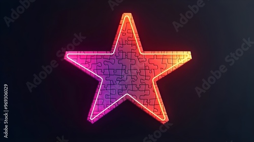 Neon Puzzle Star - Abstract Design, Bright Colors