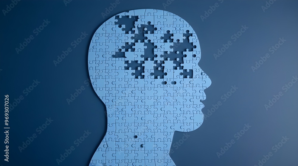 Incomplete Puzzle Human Head Silhouette Abstract Concept of Mind Identity and Mental Health Incomplete Puzzle Human Head Silhouette Abstract Concept of Mind Identity and Mental Health