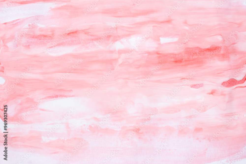 Fototapeta premium Scarlet abstract background, drawing of red and white paints on paper.