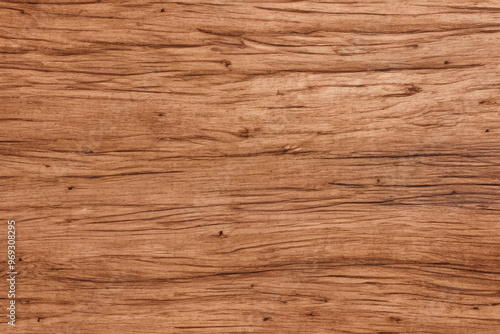 Close-up of a textured wood surface with visible grain and knots, showcasing a warm brown hue.