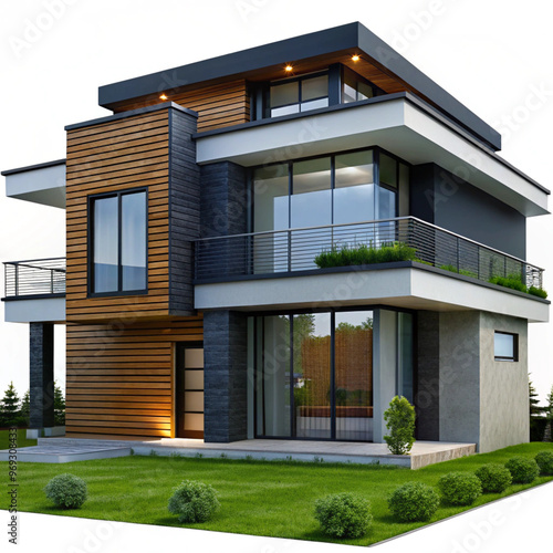 Wallpaper Mural Modern house isolated on transparent background Torontodigital.ca