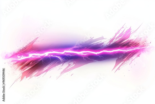 Abstract Pink Lightning Strike on White Background