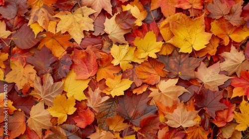 Autumn leaves pattern background top view