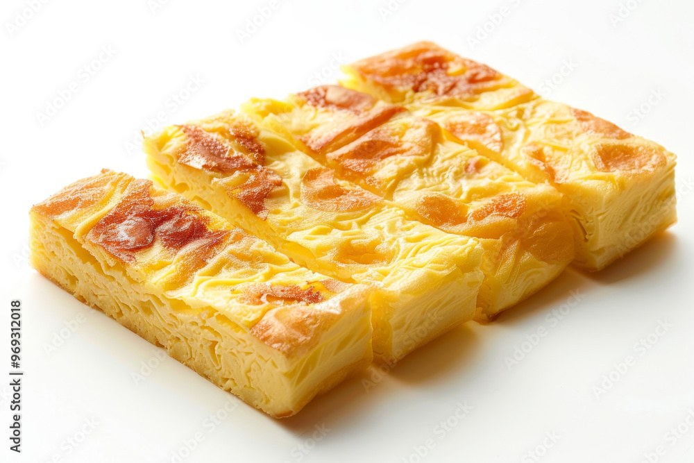 Japanese tamagoyaki (rolled omelette) slices Japanese tamagoyaki (rolled omelette) slices