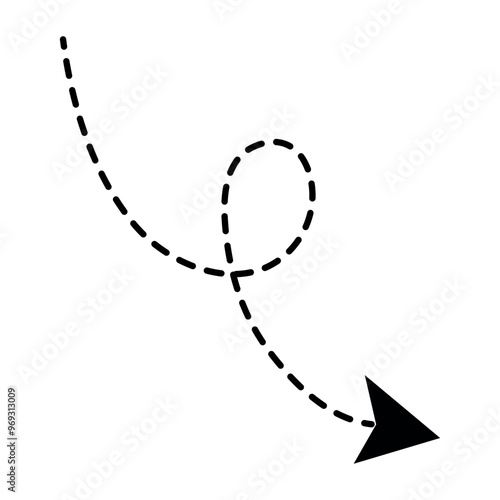 Vector hand drawn dashed down arrow icon vector in trendy flat style illustration isolated on white background.