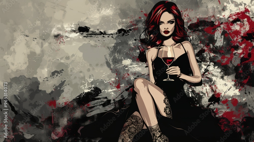 A beautiful sexy attractive woman holding a glass of red wine A beautiful sexy attractive woman holding a glass of red wine