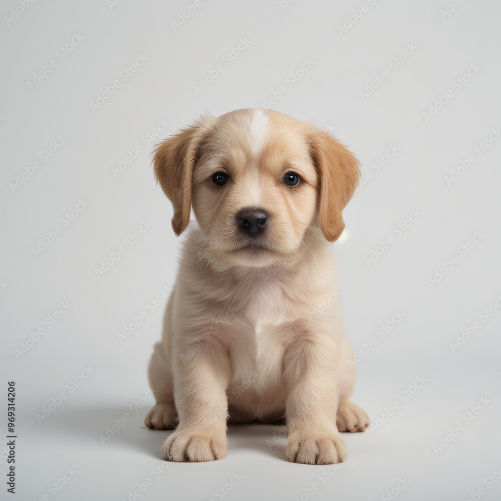 cute Adorable Puppy Sitting on white background cute Adorable Puppy Sitting on white background