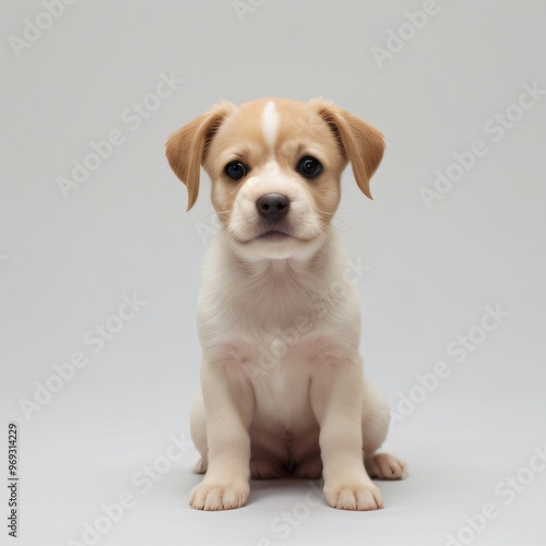 cute Adorable Puppy Sitting on white background