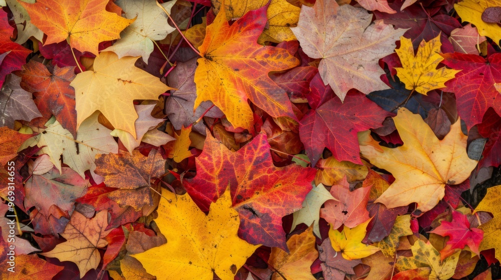 Obraz premium Autumn leaves pattern background top view