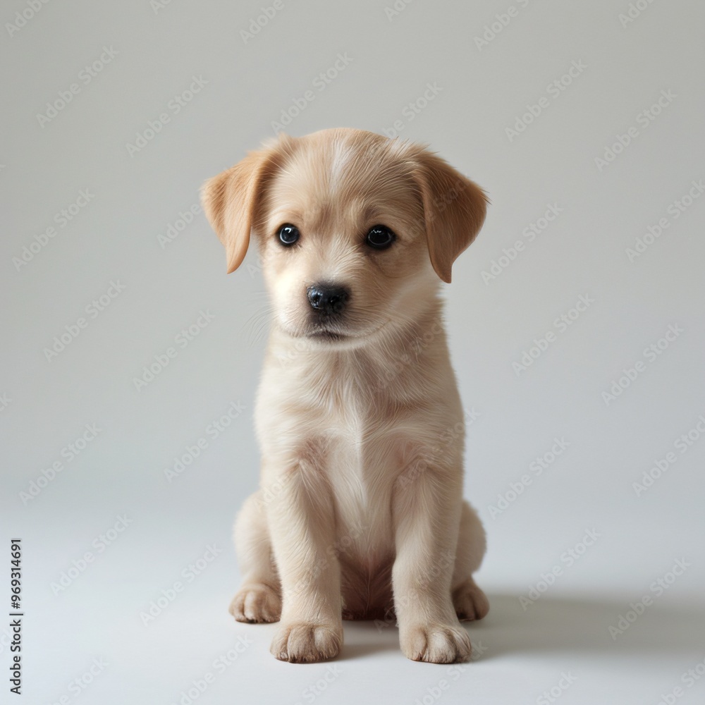 cute Adorable Puppy Sitting on white background cute Adorable Puppy Sitting on white background