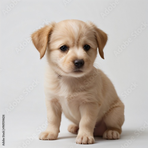 cute Adorable Puppy Sitting on white background