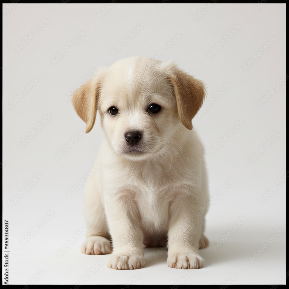 cute Adorable Puppy Sitting on white background cute Adorable Puppy Sitting on white background