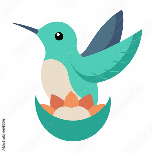 Beautiful hummingbird hatchling vector illustration