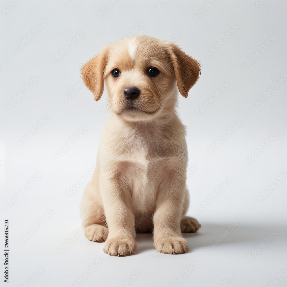 cute Adorable Puppy Sitting on white background cute Adorable Puppy Sitting on white background