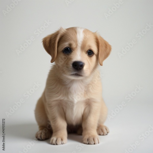 cute Adorable Puppy Sitting on white background