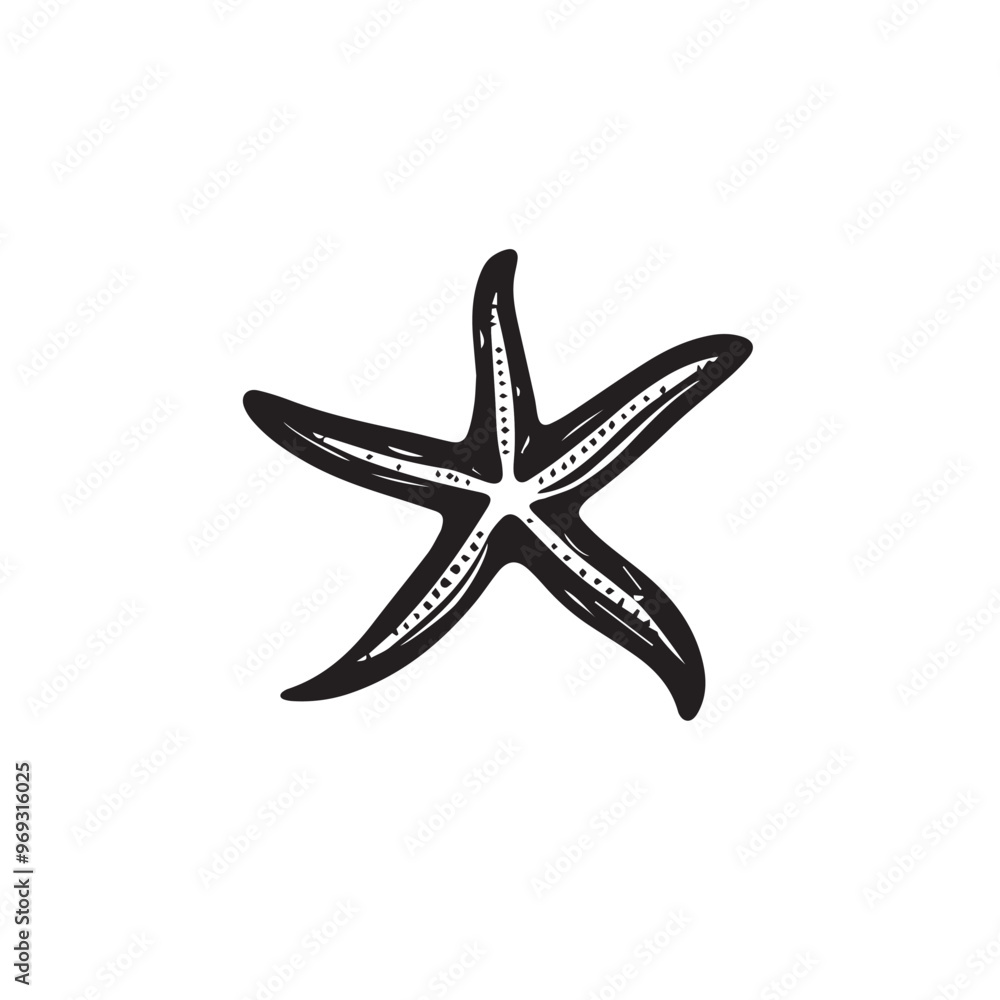 Obraz premium Starfish in cartoon, doodle style . Image for t-shirt, web, mobile apps and ui. Isolated 2d vector illustration in logo, icon, sketch style, Eps 10, black and white. AI Generative