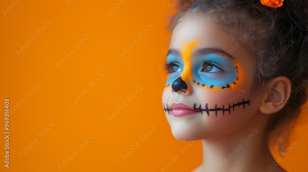 Portrait of a little girl with a Halloween makeup. Portrait of a little girl with a Halloween makeup.