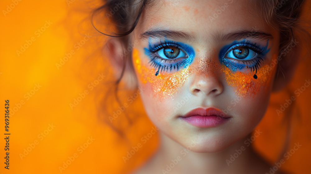 Fototapeta premium Portrait of a little girl with a Halloween makeup.