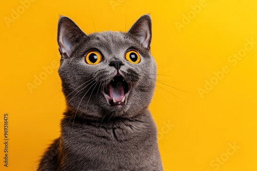 Fototapeta Naklejka Na Ścianę i Meble -  Crazy surprised cat face animal mammal.