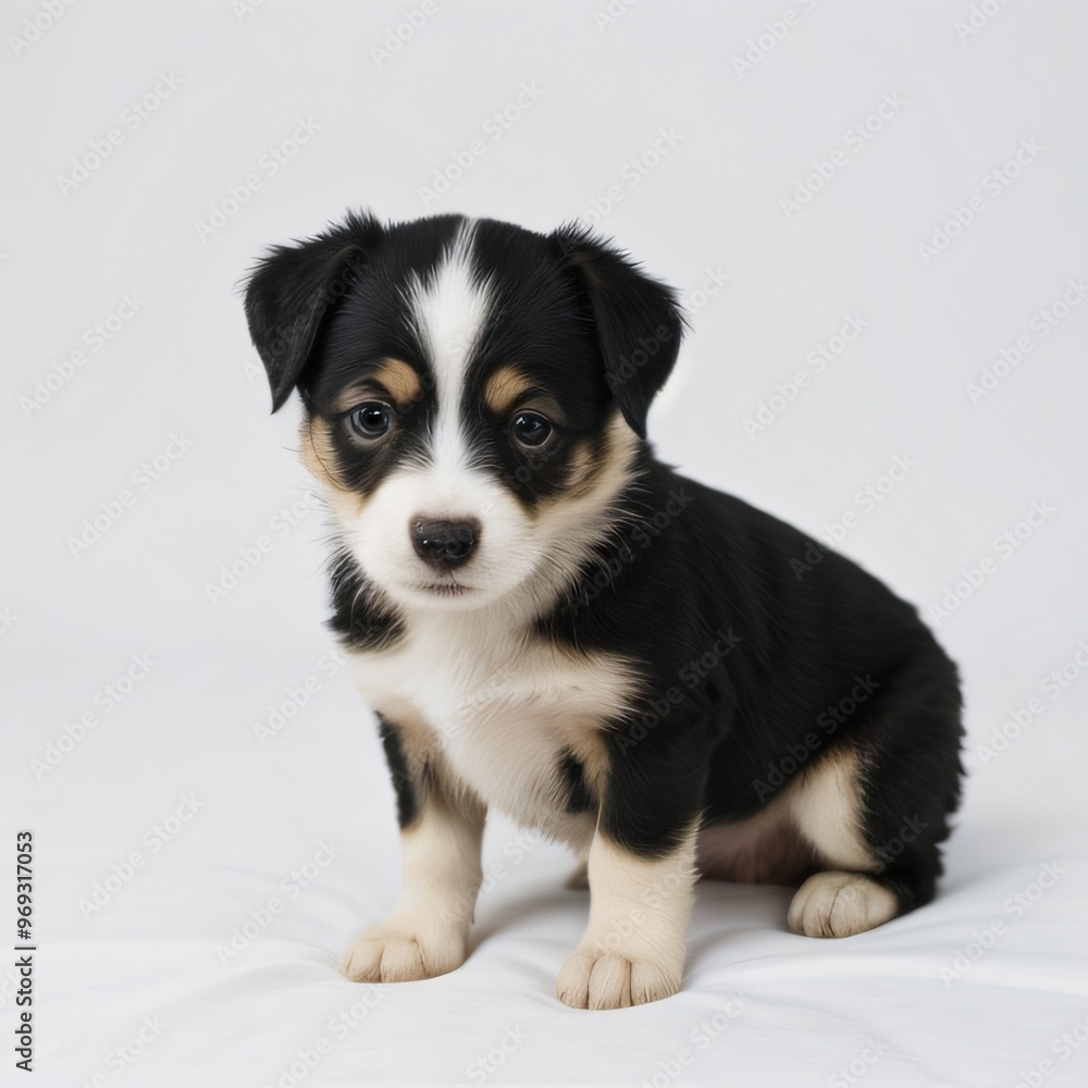 cute Adorable Puppy Sitting on white background cute Adorable Puppy Sitting on white background
