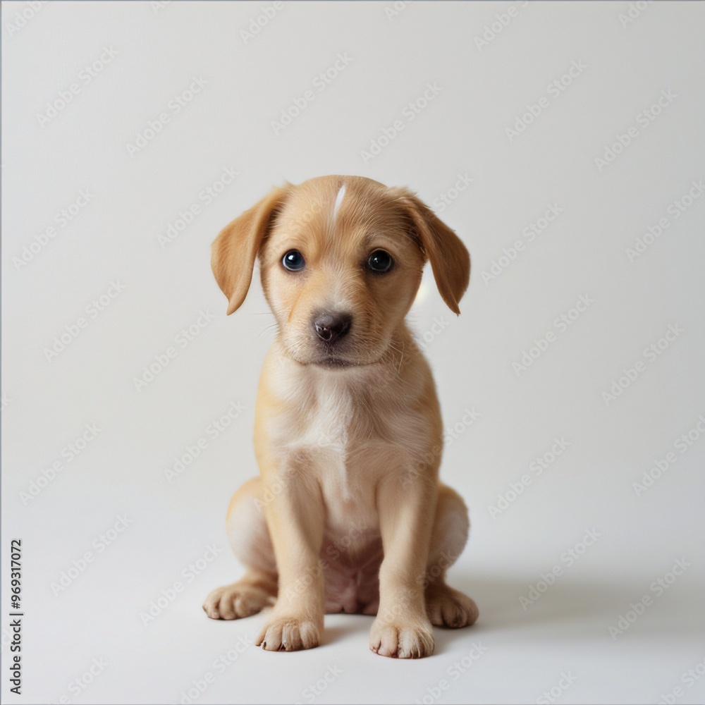 cute Adorable Puppy Sitting on white background