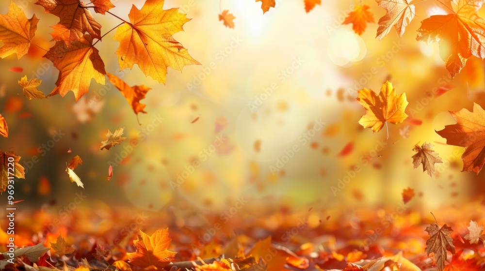 Autumn leaves pattern background top view