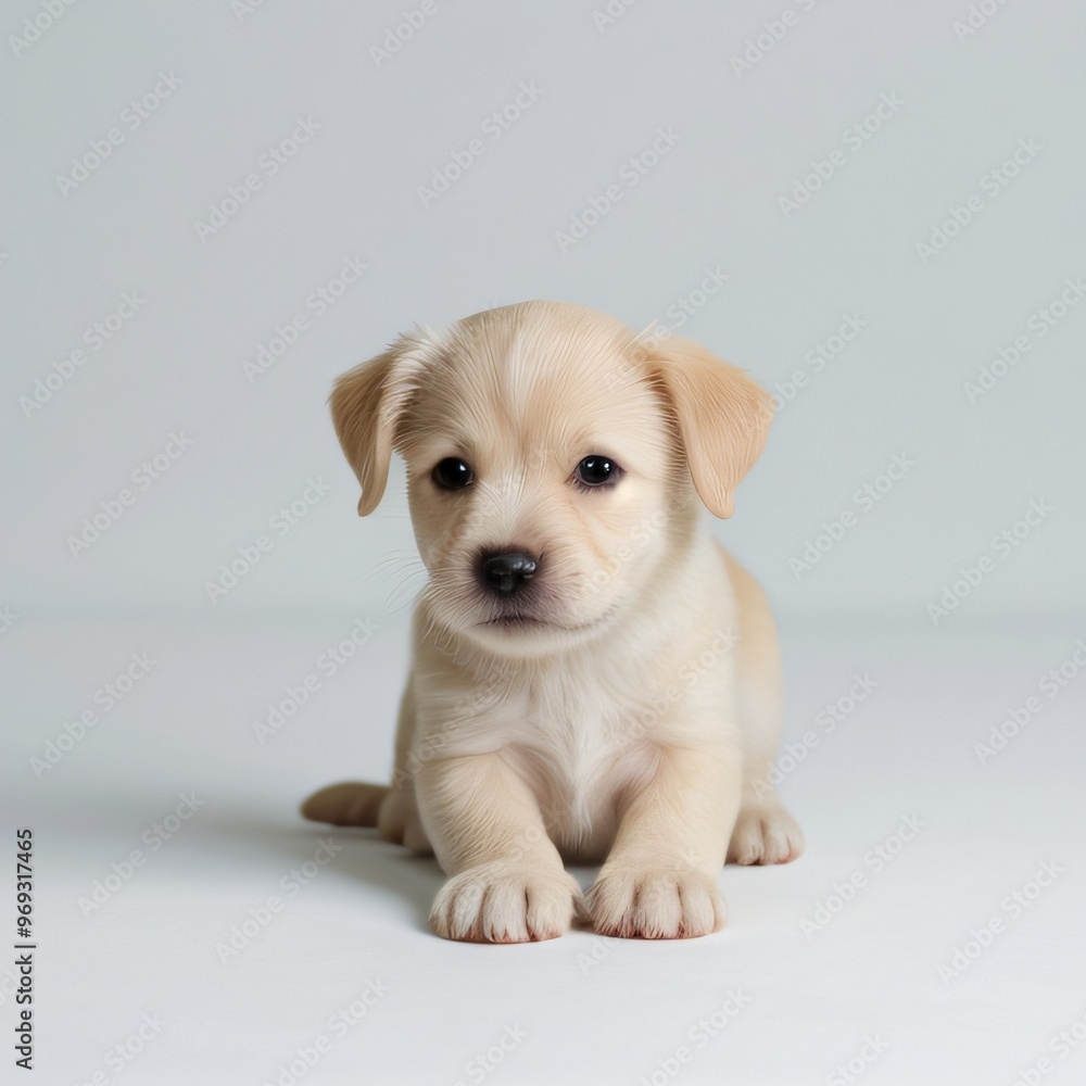 cute Adorable Puppy Sitting on white background cute Adorable Puppy Sitting on white background