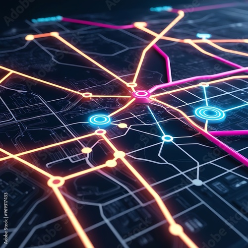 Global network connection. Big data analytics and business concept, world map point