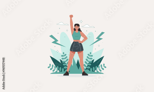 confident woman raising her fist in empowerment pose