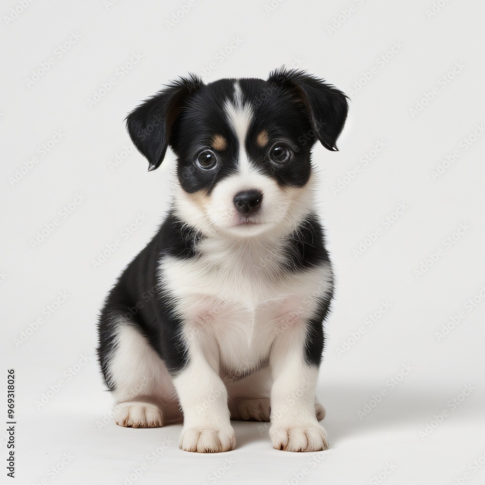 Obraz premium cute Adorable Puppy Sitting on white background