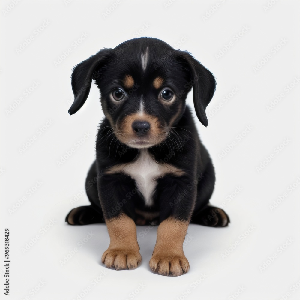 cute Adorable Puppy Sitting on white background cute Adorable Puppy Sitting on white background