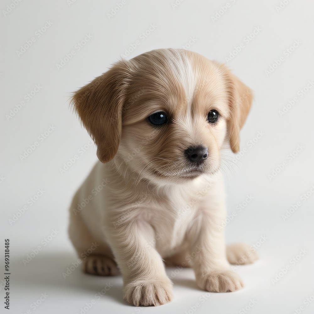 cute Adorable Puppy Sitting on white background cute Adorable Puppy Sitting on white background