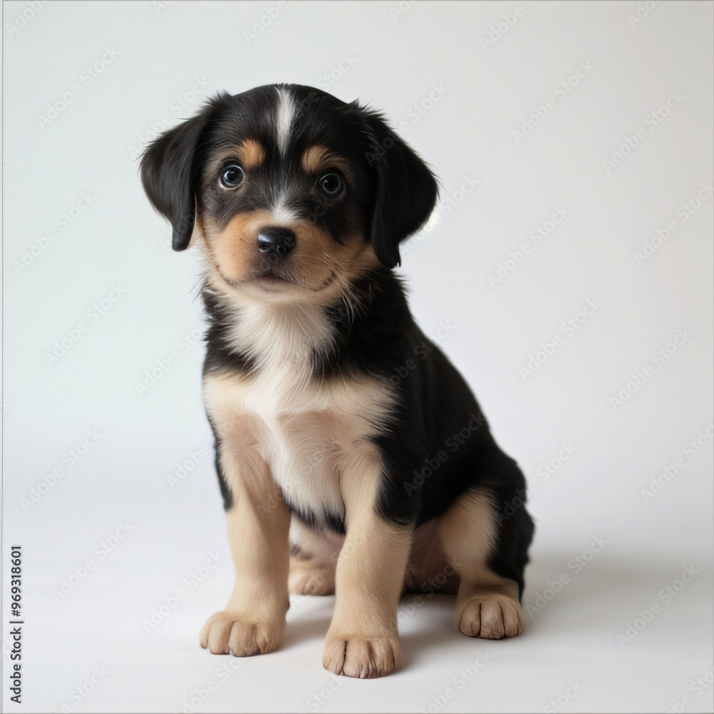 cute Adorable Puppy Sitting on white background cute Adorable Puppy Sitting on white background