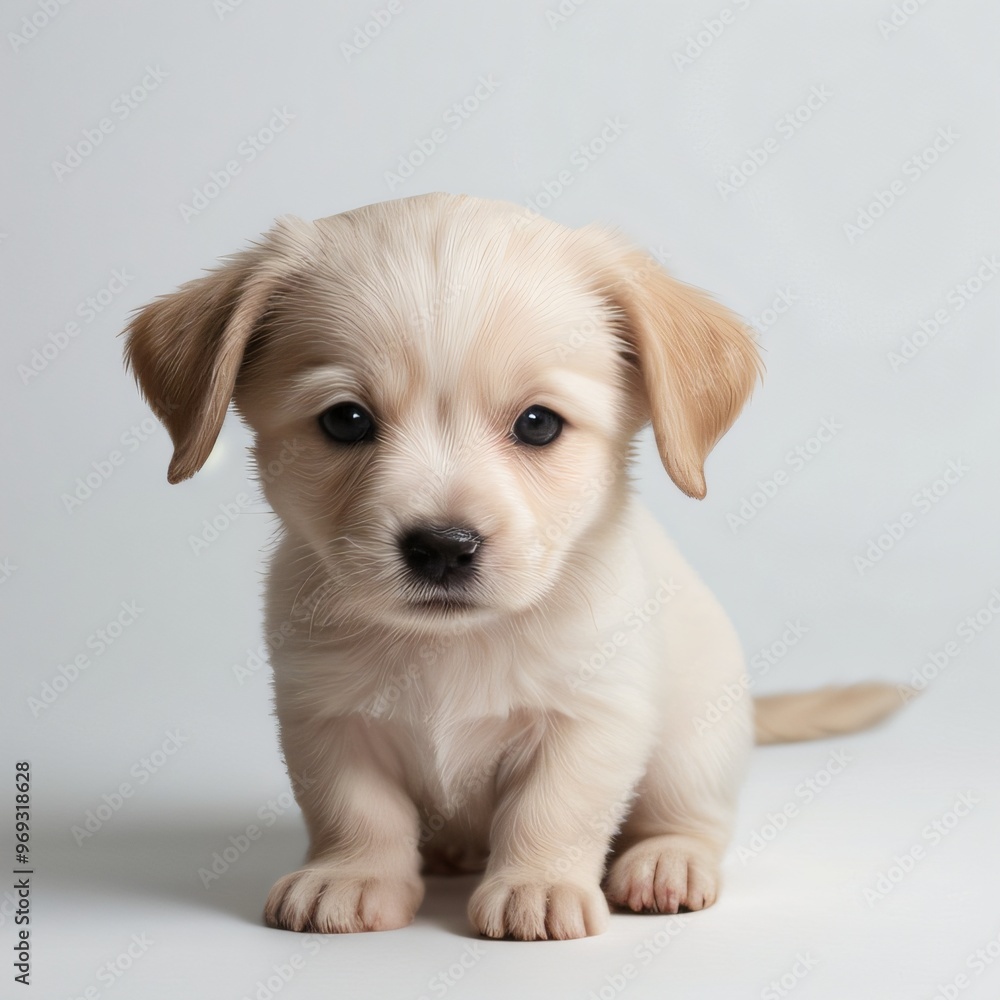 cute Adorable Puppy Sitting on white background cute Adorable Puppy Sitting on white background
