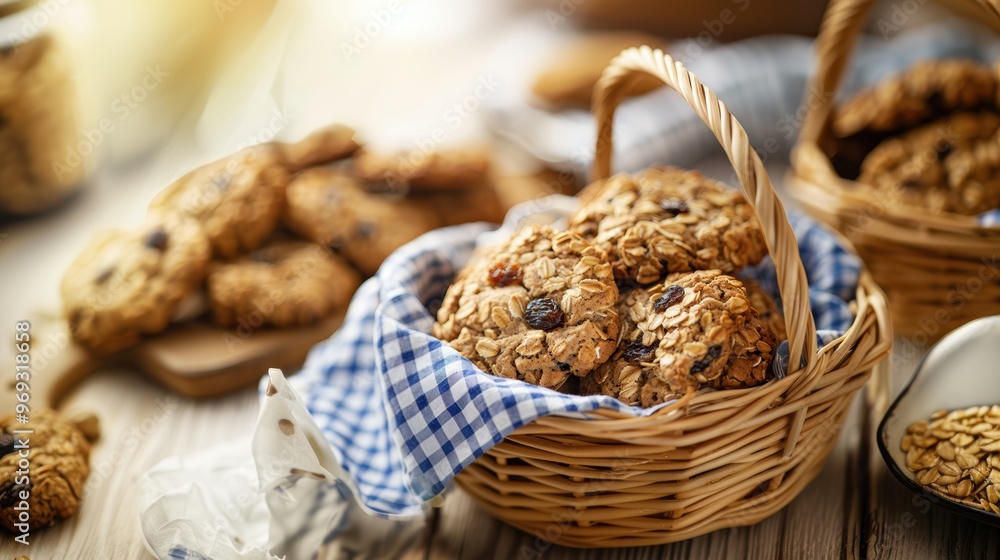 Homemade raisin cookies closeup view Homemade raisin cookies closeup view