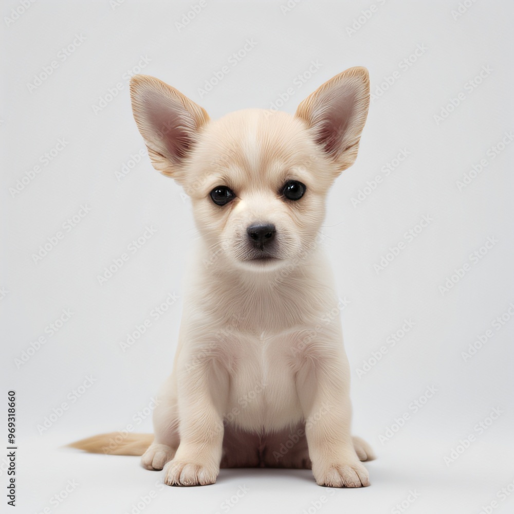 cute Adorable Puppy Sitting on white background cute Adorable Puppy Sitting on white background