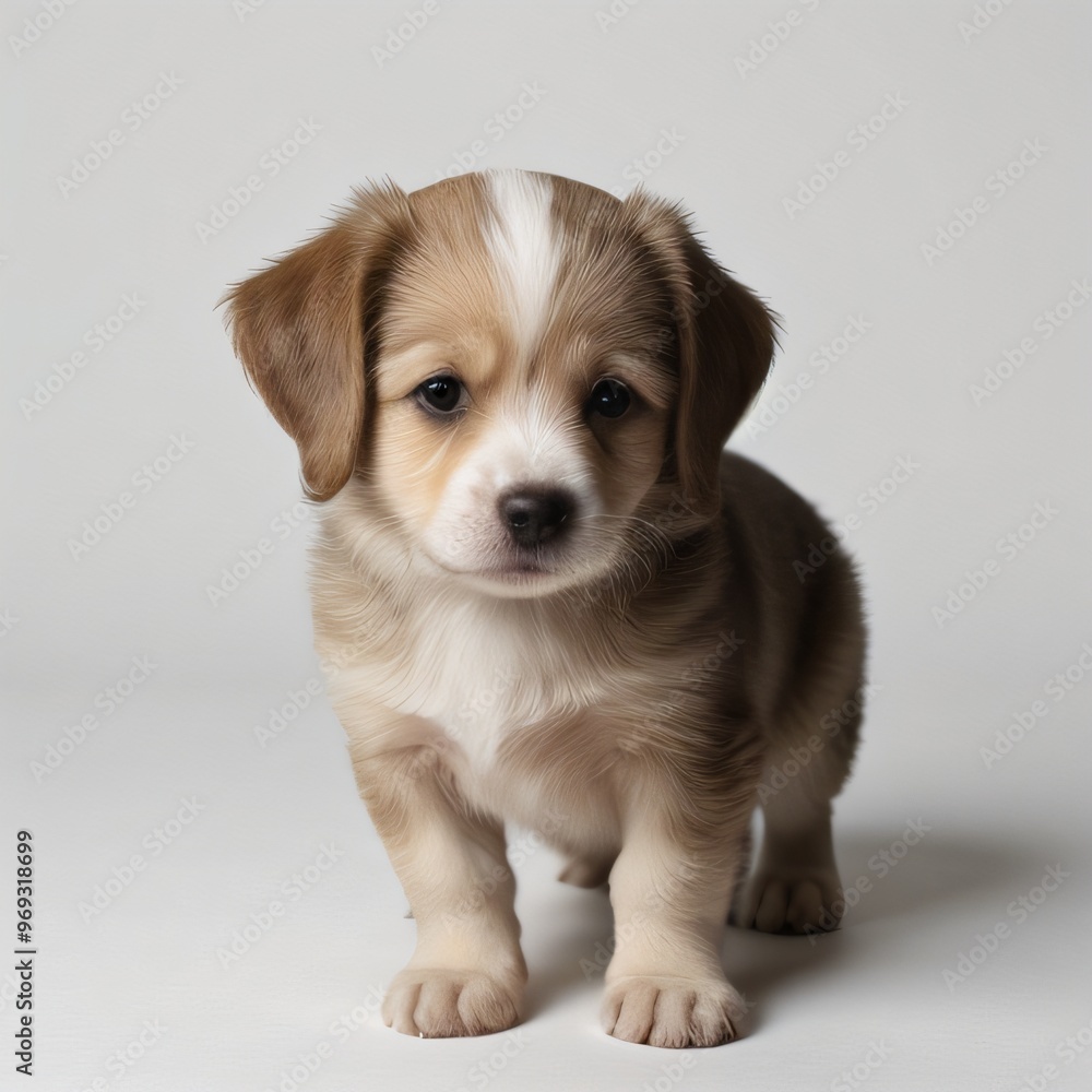 cute Adorable Puppy Sitting on white background cute Adorable Puppy Sitting on white background