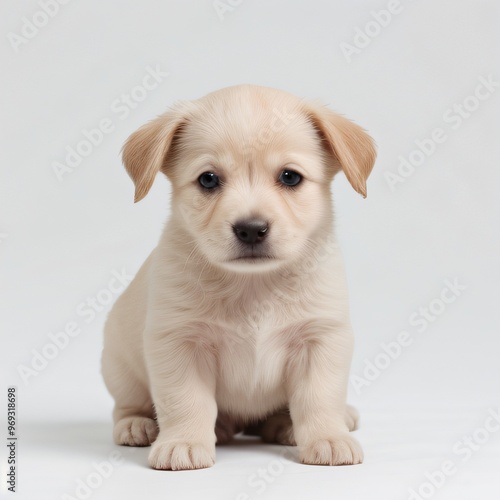 cute Adorable Puppy Sitting on white background