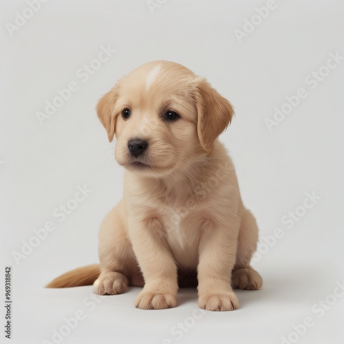 cute Adorable Puppy Sitting on white background