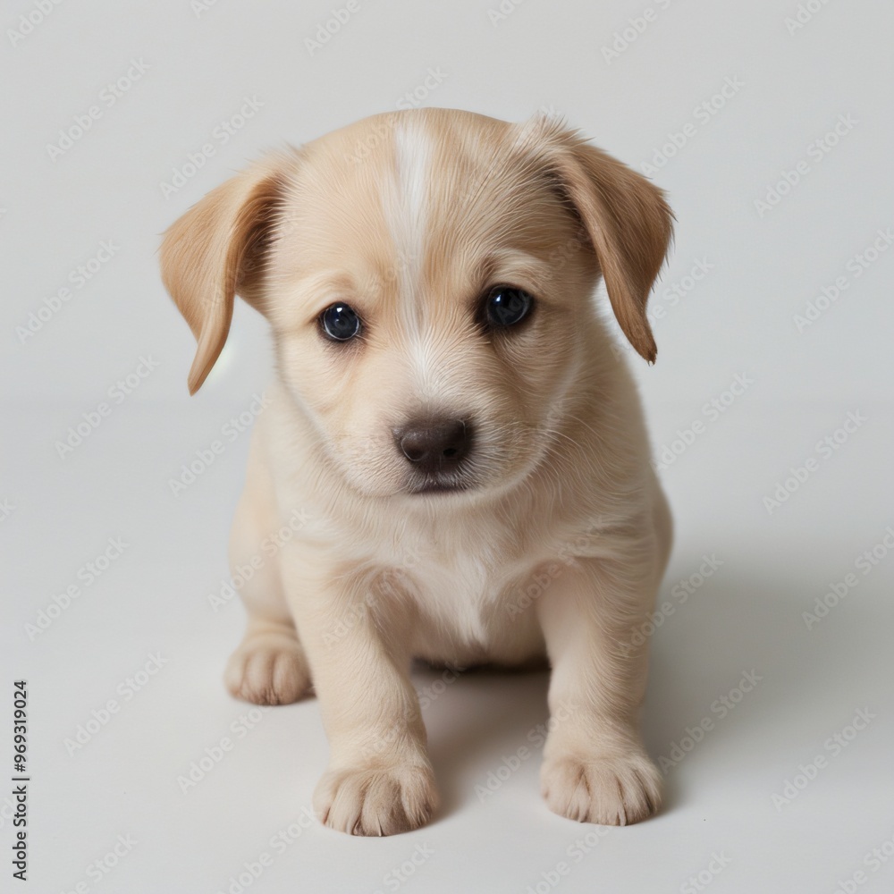 cute Adorable Puppy Sitting on white background cute Adorable Puppy Sitting on white background